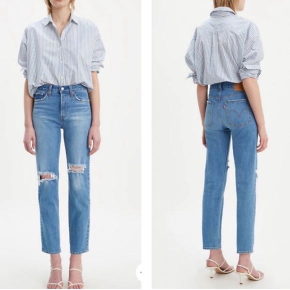 Levi's Denim - Levi's Wedgie Fit Distressed High Rise Button Fly Jeans Blue size 30